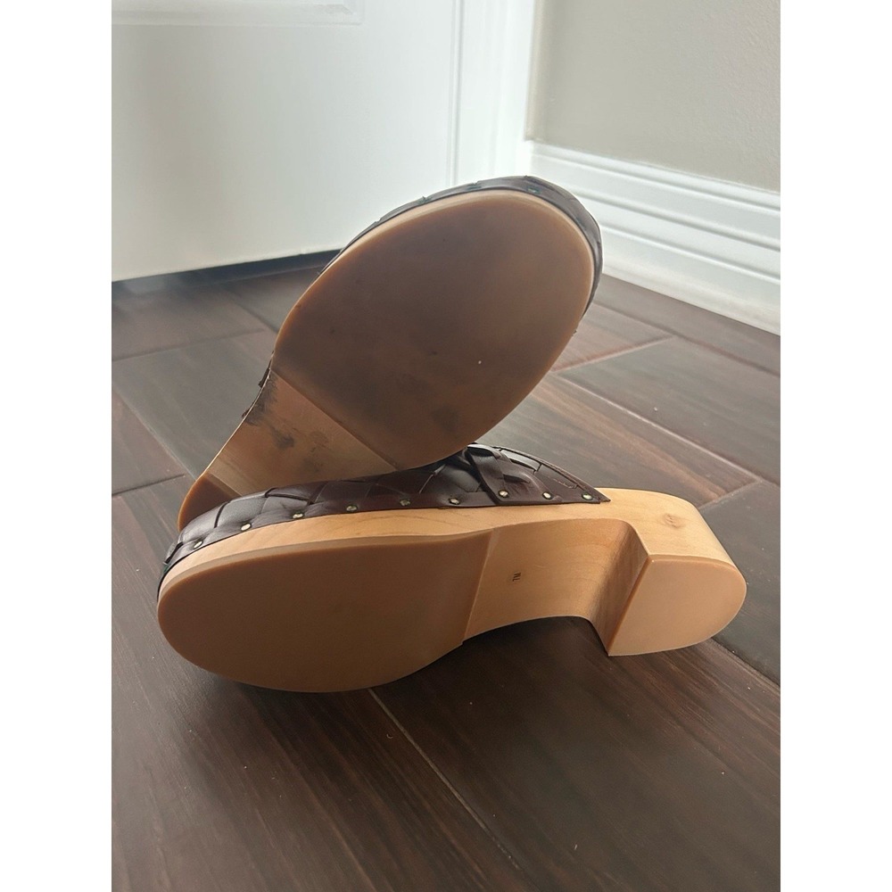 Anthropologie Loeffler Randall Polina Wooden Clog Braided Leather 7 - Picture 6 of 7